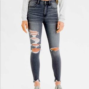 Womens American Eagle High Rise Ripped Jeans